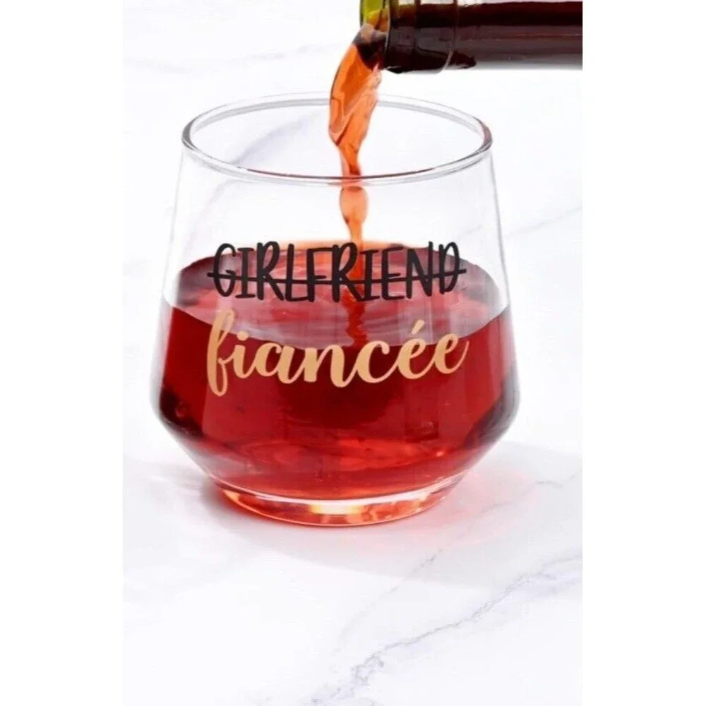 Engagement Gift Girlfriend Fiancé Stemless Wine Glass Wedding Bride Bachelorette